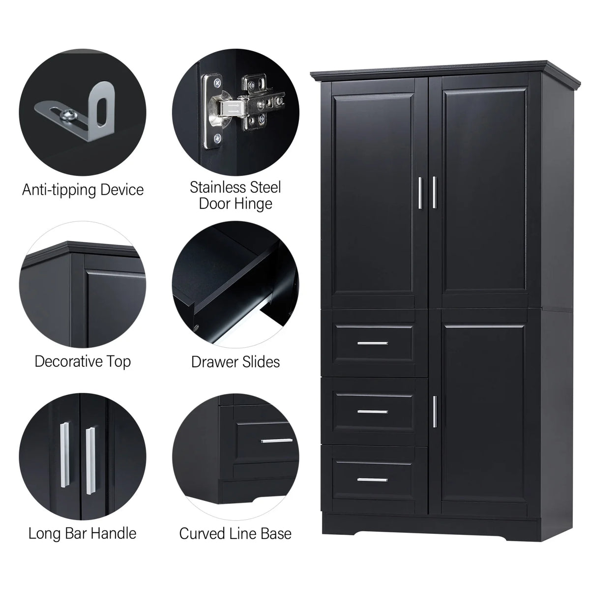 Bathroom Cabinet, 62.2" Tall Storage Cabinet with Doors and Shelves - Product image 13