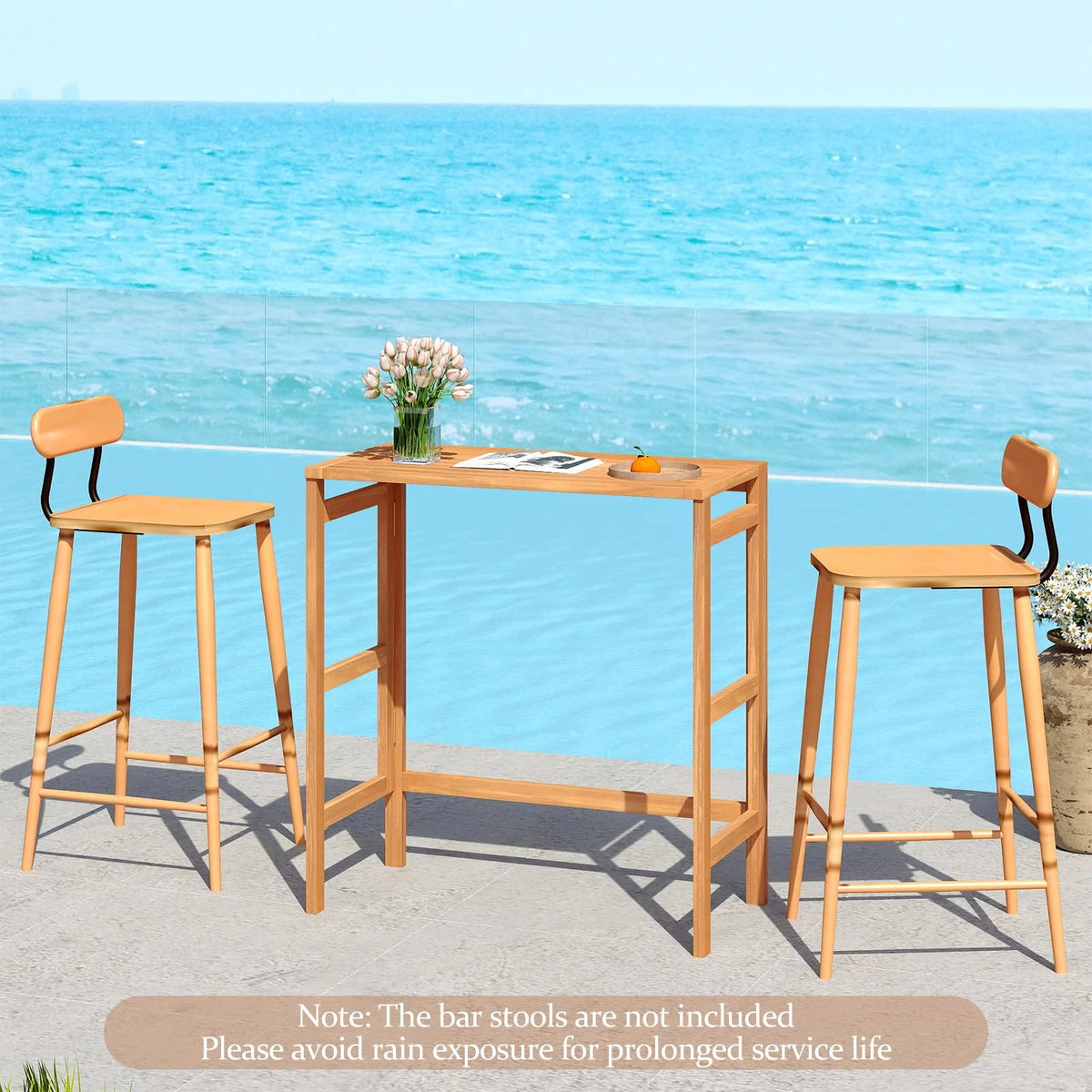 Tangkula Patio Rectangle Counter Height Pub Table with Slatted Tabletop - Product image 6