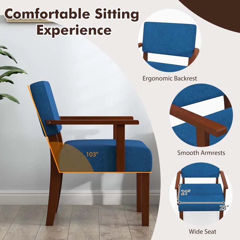 Modern Accent Chair Linen Armchair with Rubber Wood Frame, Mid Century Upholstered Reading Chair for Living - Product image 8