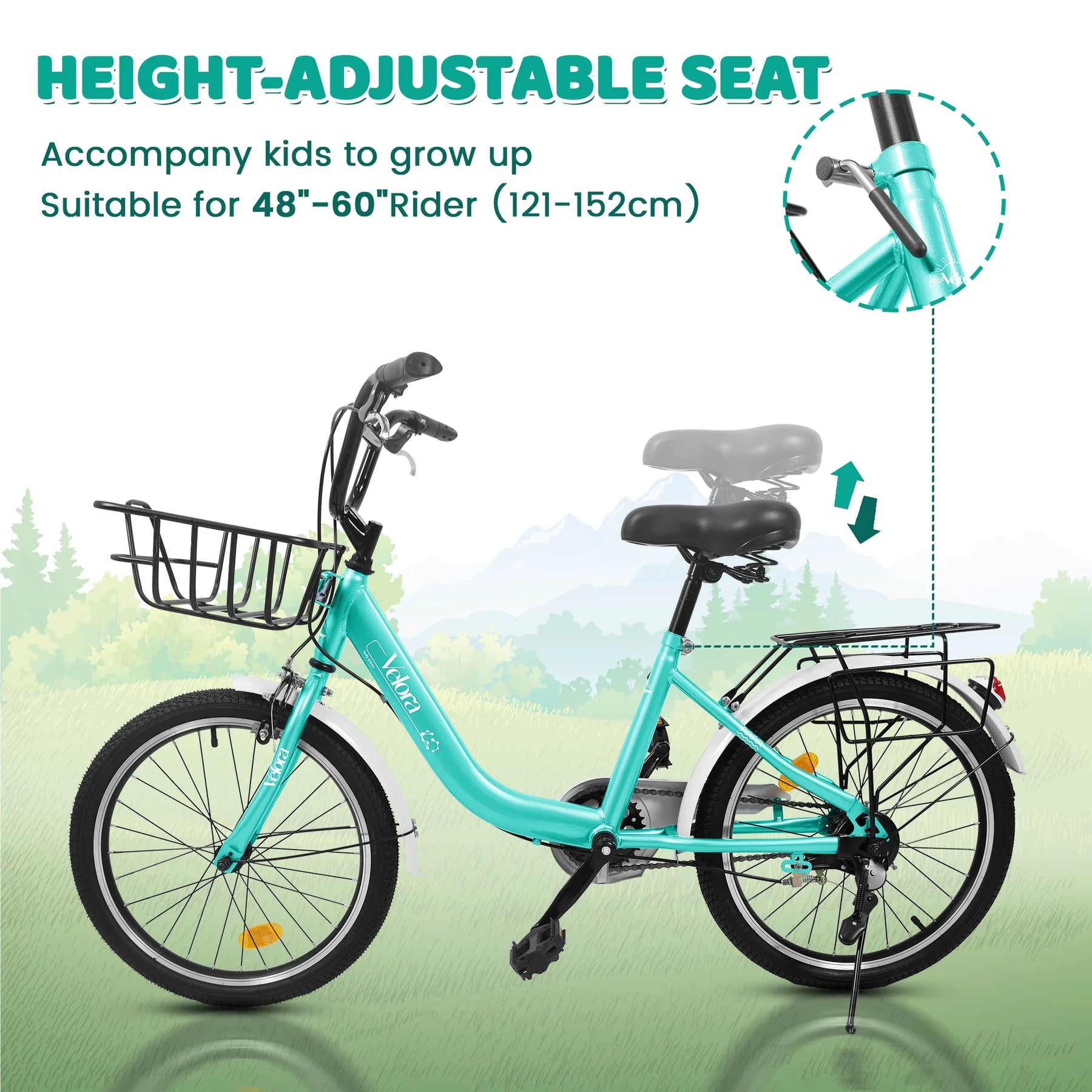 20 in Kids Bike for Boys Girls, 1 Speed Children Bicycle with Basket, Rear Seat, Chain Guard - Product image 24