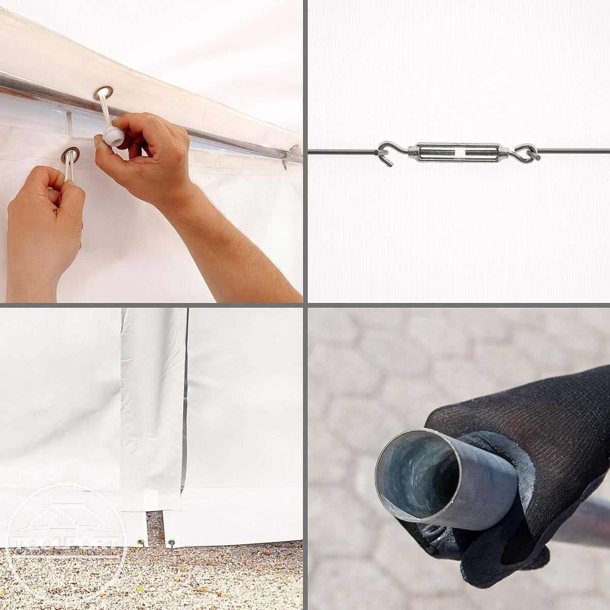 TOOLPORT Storage Tent 6x12 m waterproof PVC tarpaulin 700 N White