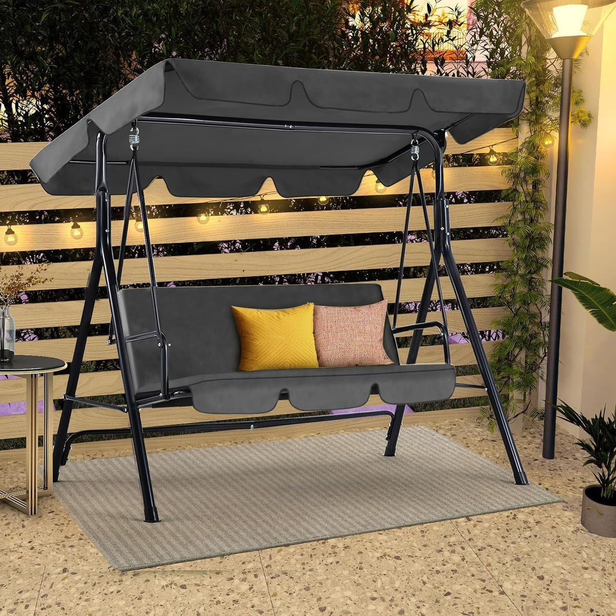 AECOJOY 3-Seat Outdoor Patio Swing Chair, Gray