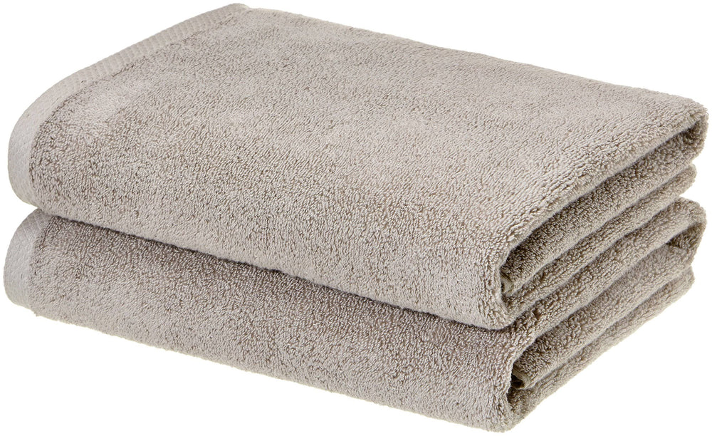 Amazon Basics - 2 Piece Quick-Dry Oversize Bath Towel, 100% Cotton, Platinum, 54" x 30"