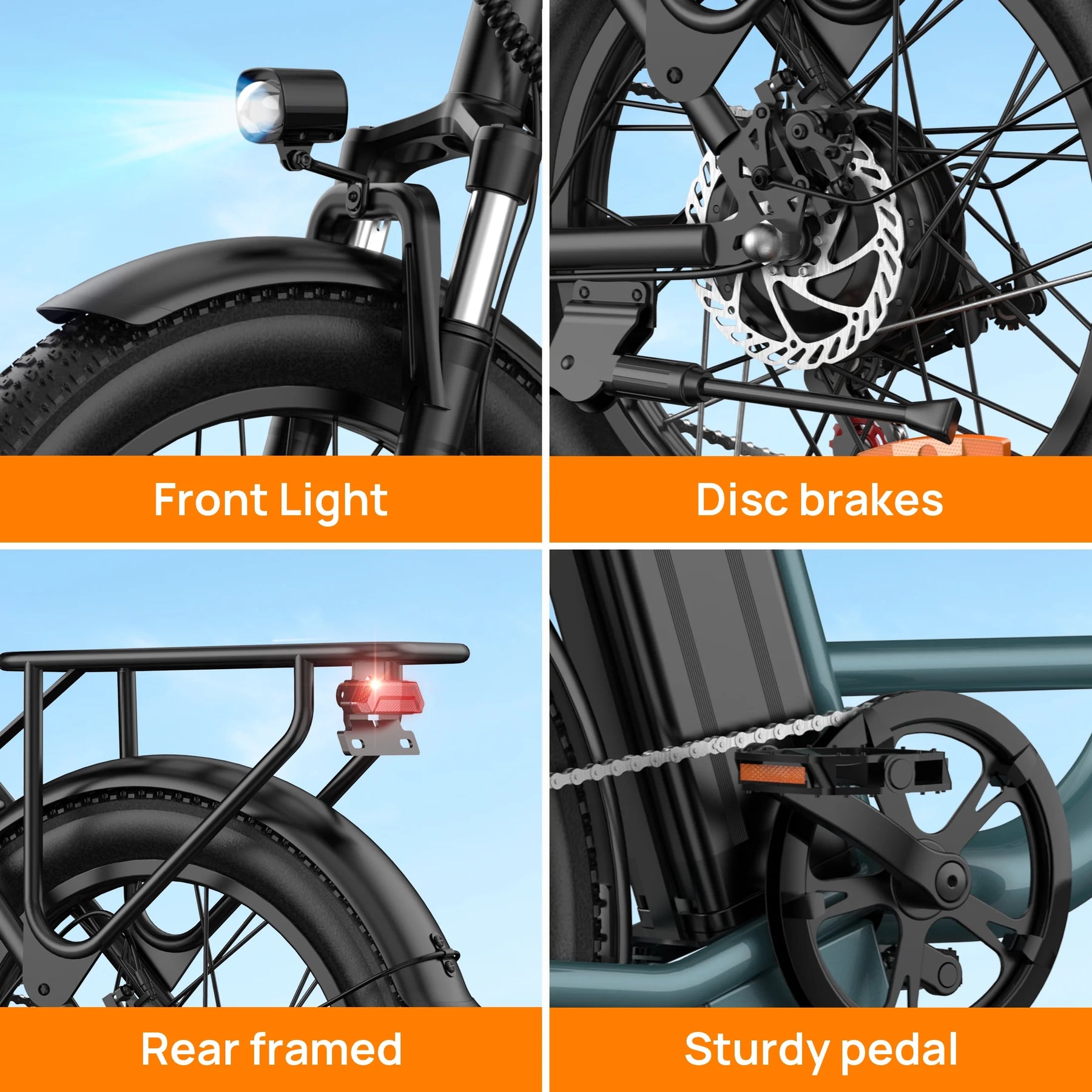 URLIFE 20" Electric Bike for Adults, 750W Peak Motor, 48V 13AH Remobavle Battery, 7 - Product image 5