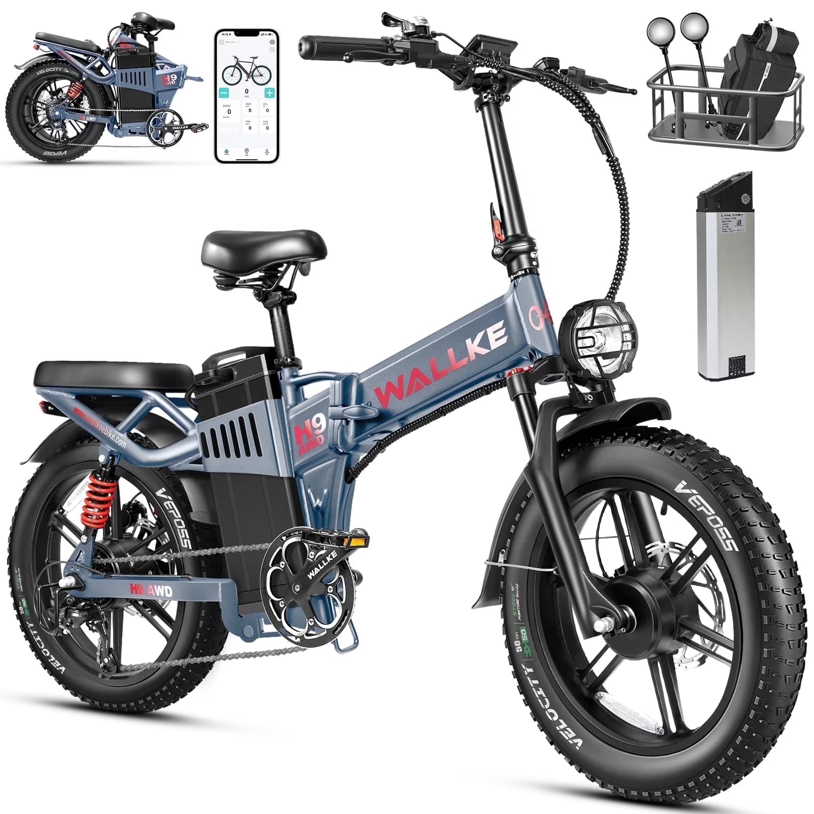 Wallke H9 AWD 3200W Dual Motor Electric Bike for Adult, 82ah 48V Dual Battery Long Range E - Bicycle, 31 - Product image 3