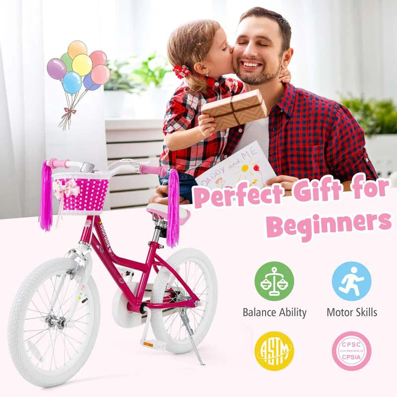 18" Kids Bike with Removable Training Wheels, Adjustable Seat, Steel Frame & Brake - Product image 8