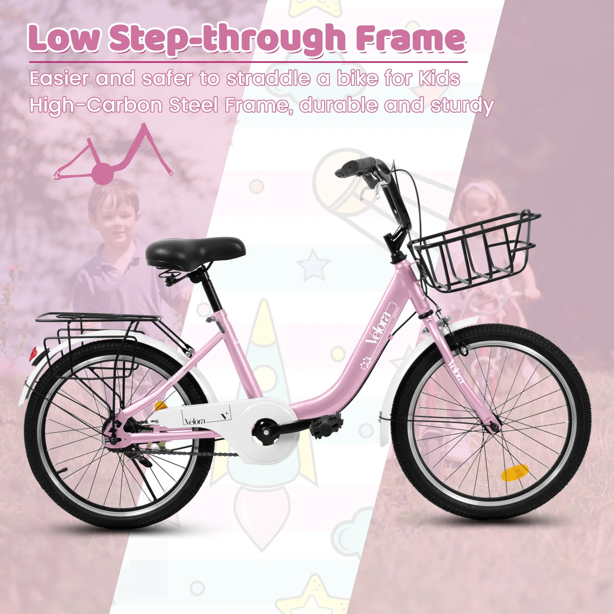 20 in Kids Bike for Boys Girls, 1 Speed Children Bicycle with Basket, Rear Seat, Chain Guard - Product image 17
