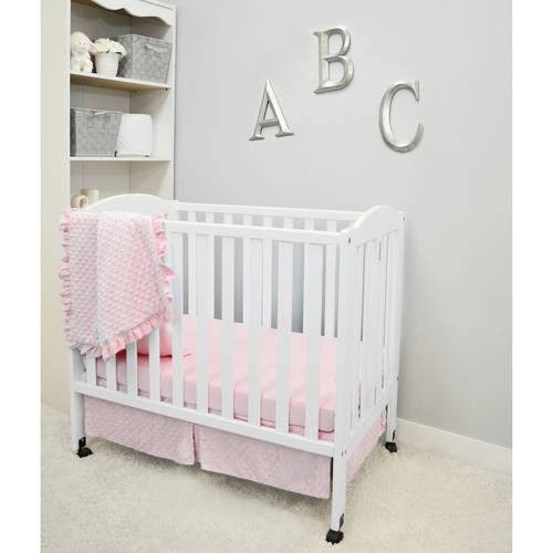 American Baby Company Heavenly Soft Minky Dot 3-Piece Mini/Portable Crib Bedding Set, Pink - Product image 1