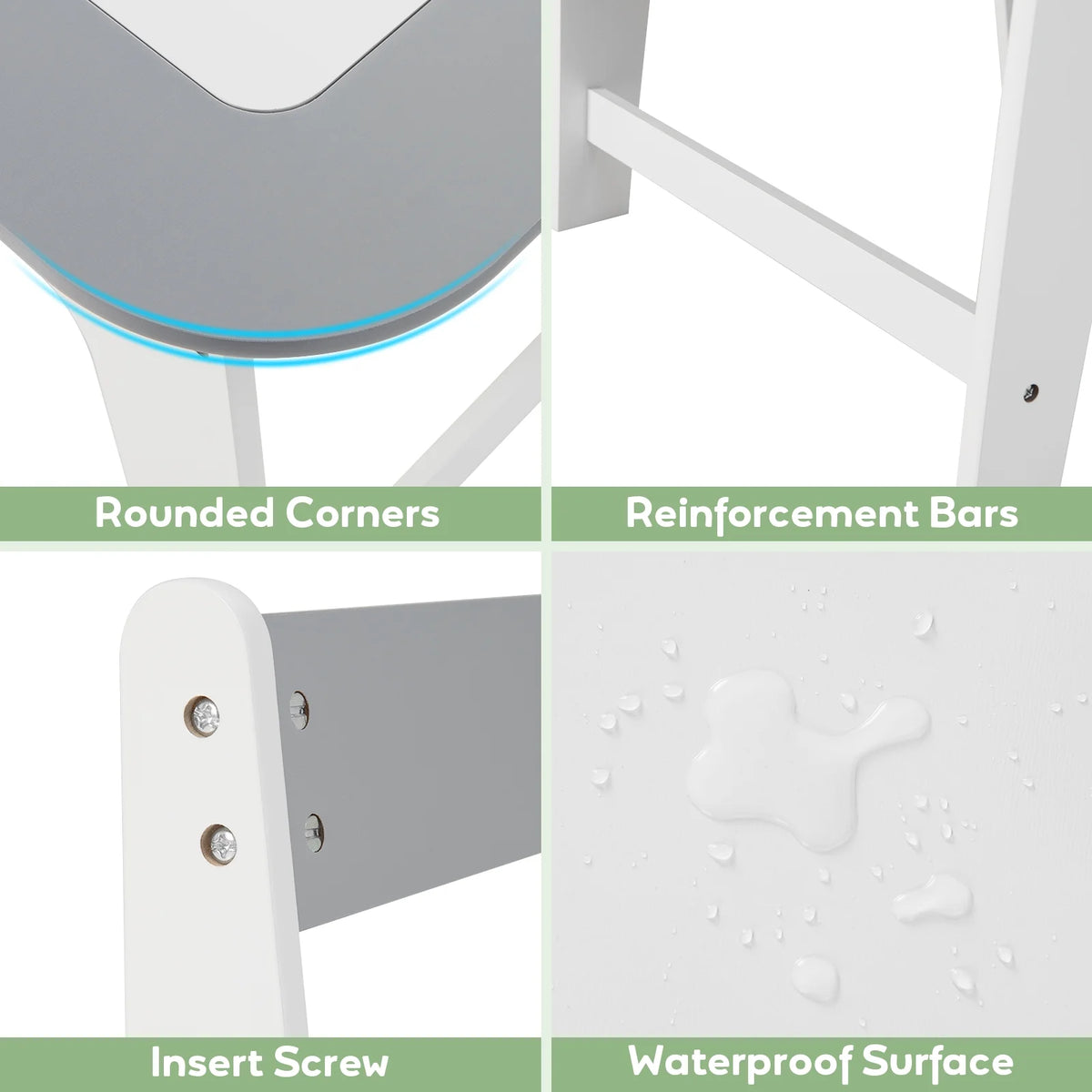 OLAKIDS Kids Table and Chair Set, 3 in 1 Wooden Activity Table with Removable Tabletop, Blackboard and Whiteboard for Toddlers Arts Crafts Drawing Reading Playing, Playroom Nursery (Natural)