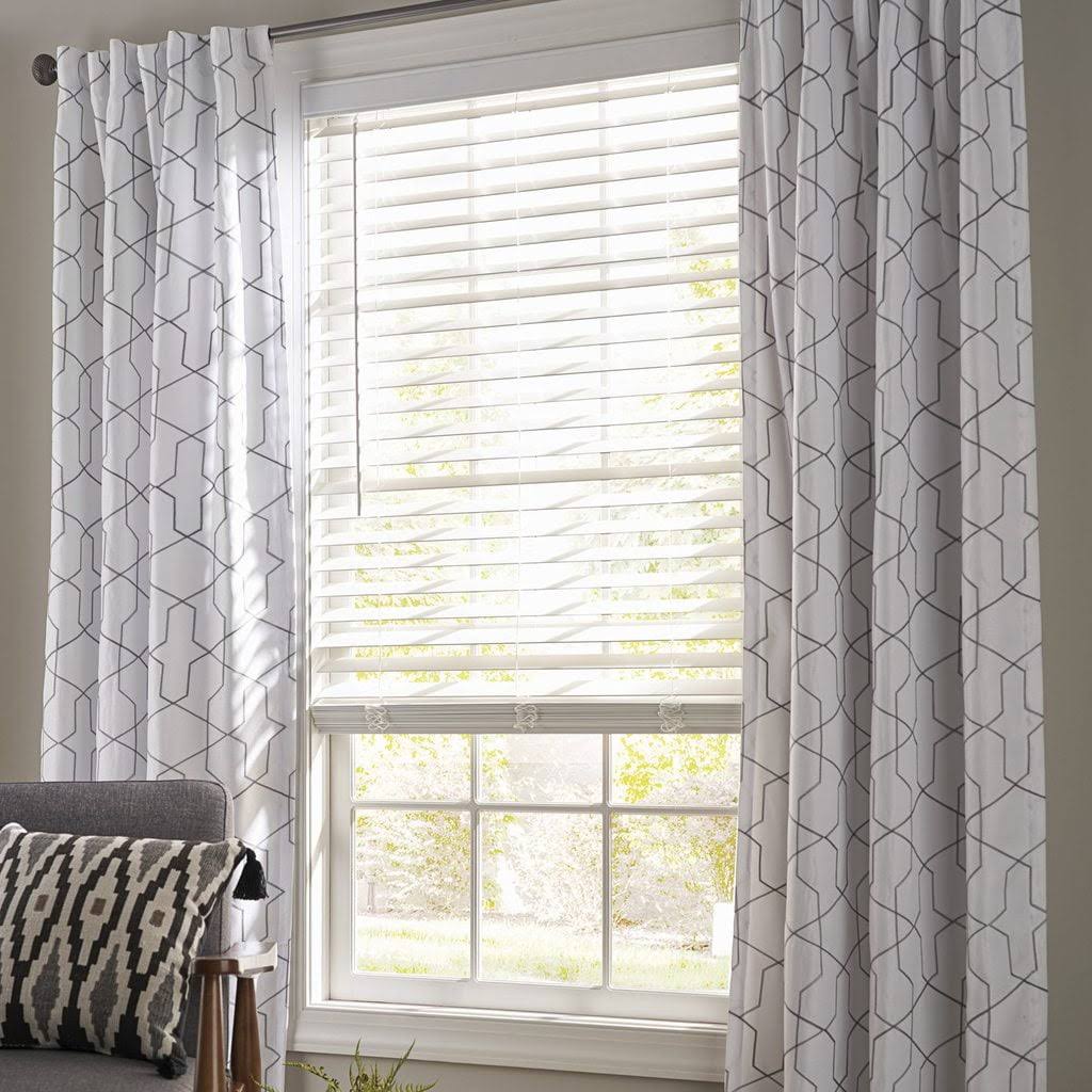 Better Homes & Gardens 2-Inch Cordless Faux Wood Horizontal Window Blinds, White, 23x64, Size - Product image 1