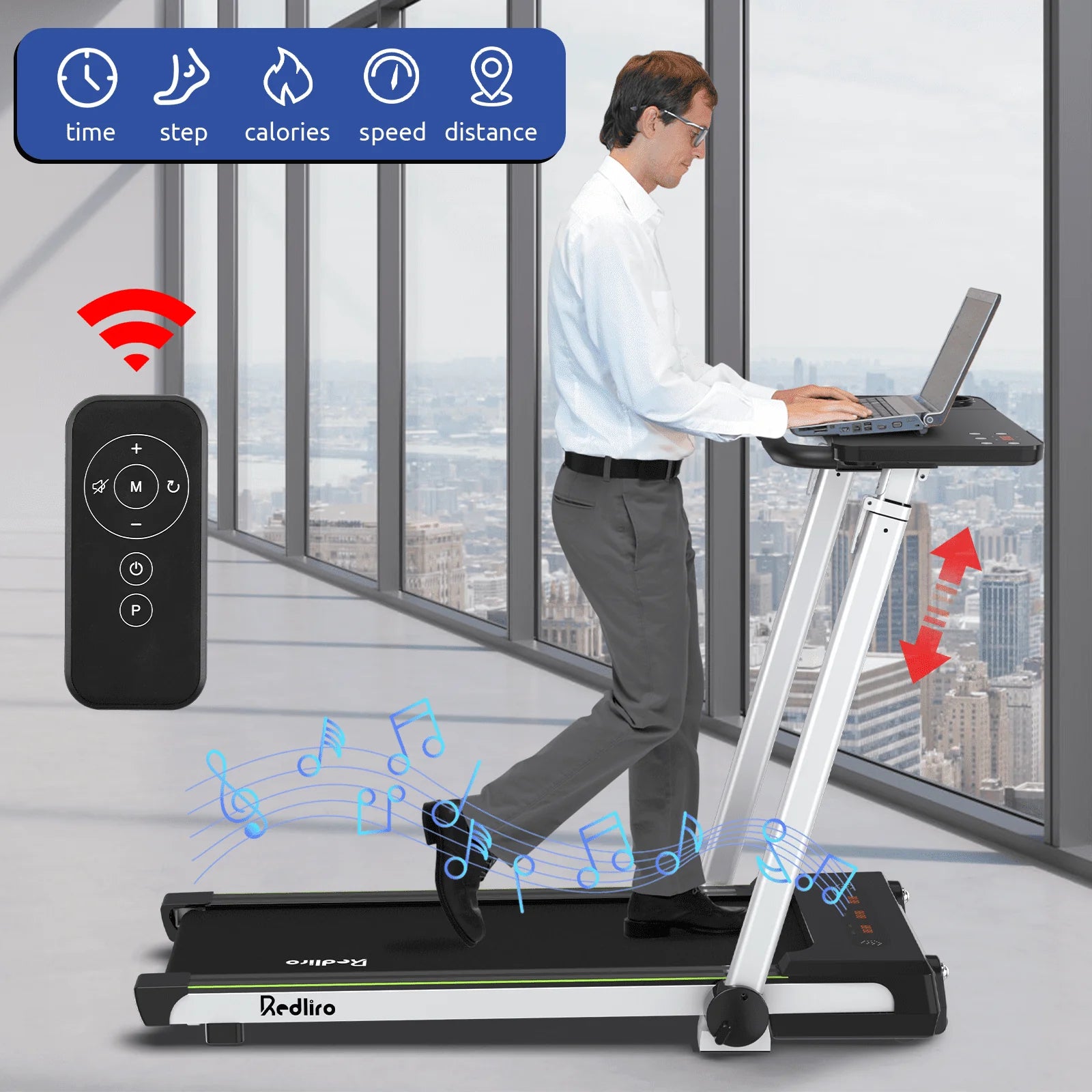Redliro Folding Treadmills with Desk Adjustable Height 265 lb 2.25HP Walking Machine for Home Office - Product image 6