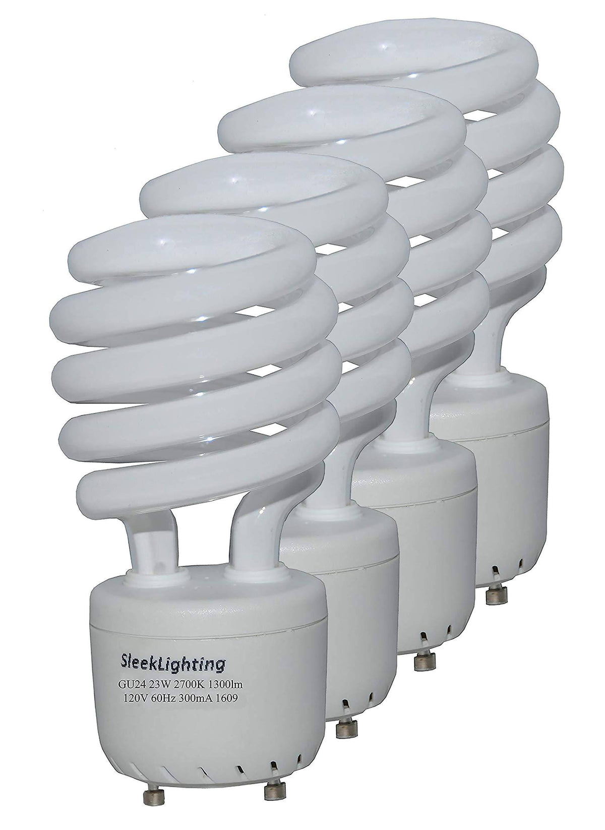 SleekLighting 23Watt T2 Spiral CFL Light Bulb 2700K 1300LM GU24 Base - 4Pack - Product image 1