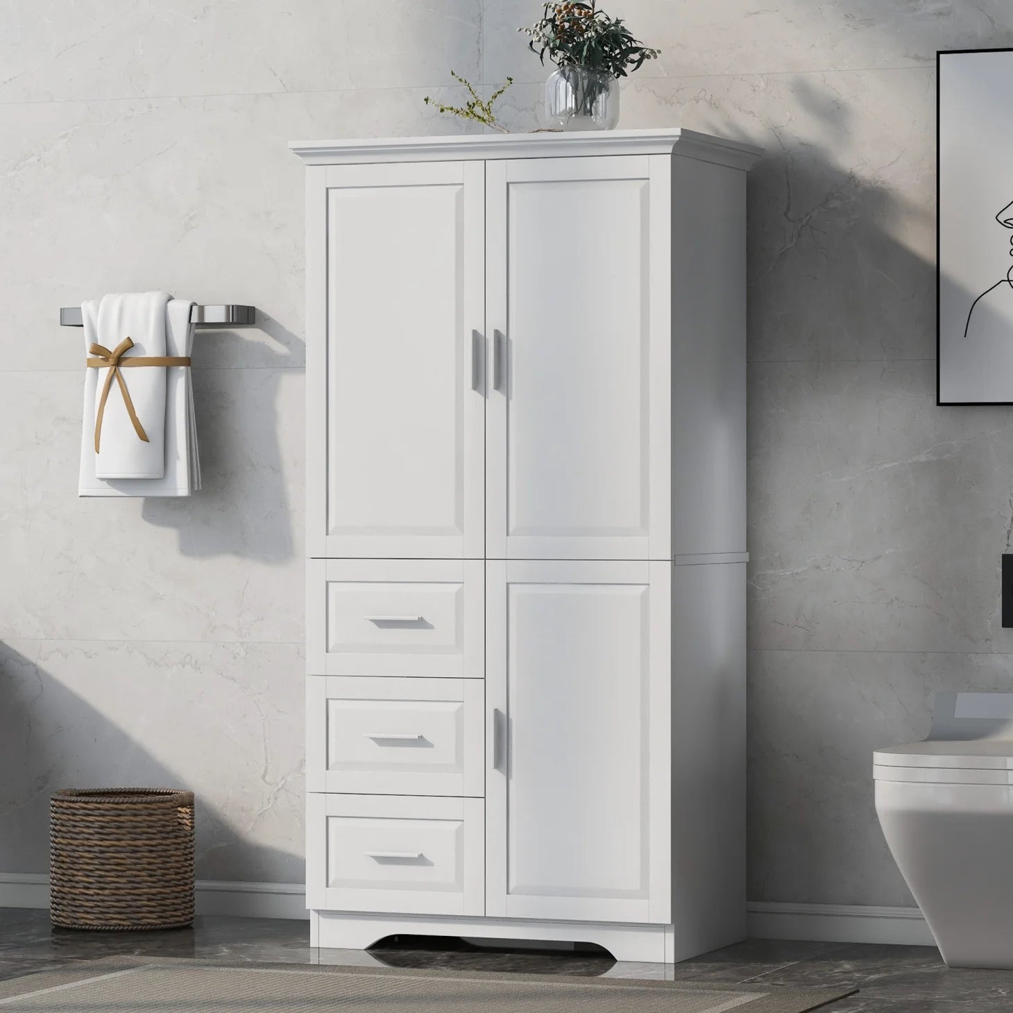 Bathroom Cabinet, 62.2" Tall Storage Cabinet with Doors and Shelves - Product image 19