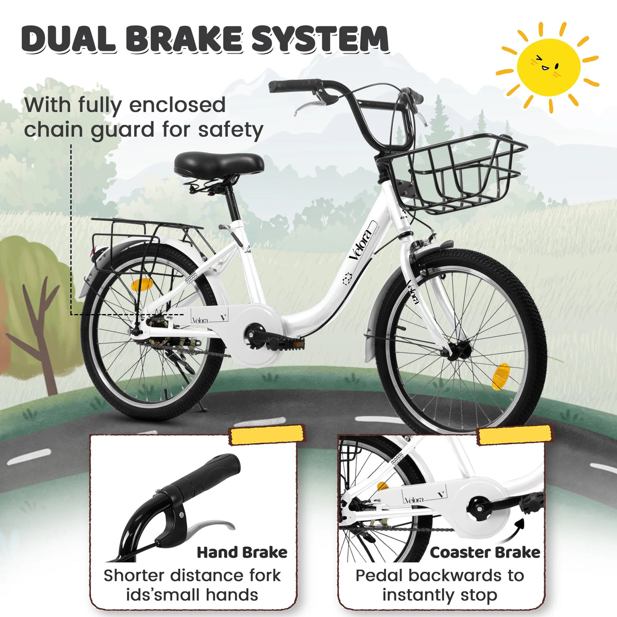 20 in Kids Bike for Boys Girls, 1 Speed Children Bicycle with Basket, Rear Seat, Chain Guard - Product image 31