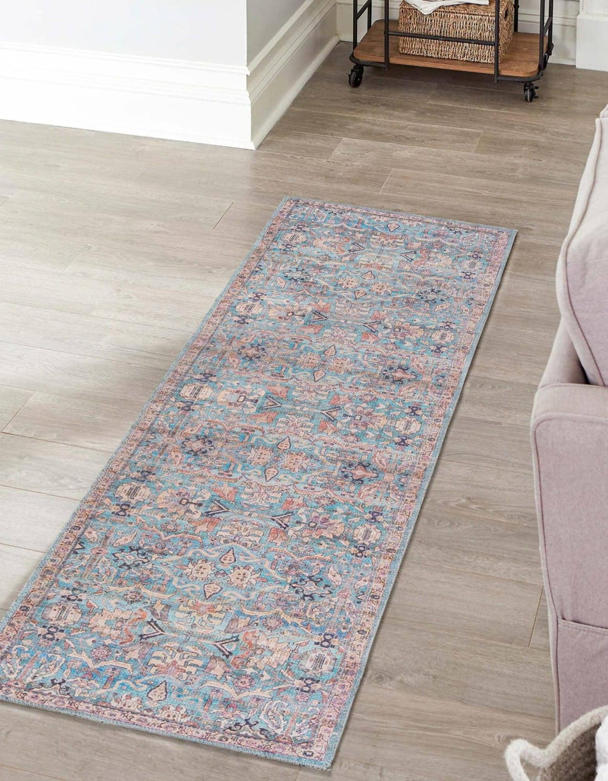 Unique Loom Nostalgia Wasahable 5 ft Runner Blue Area Rug - Product image 1
