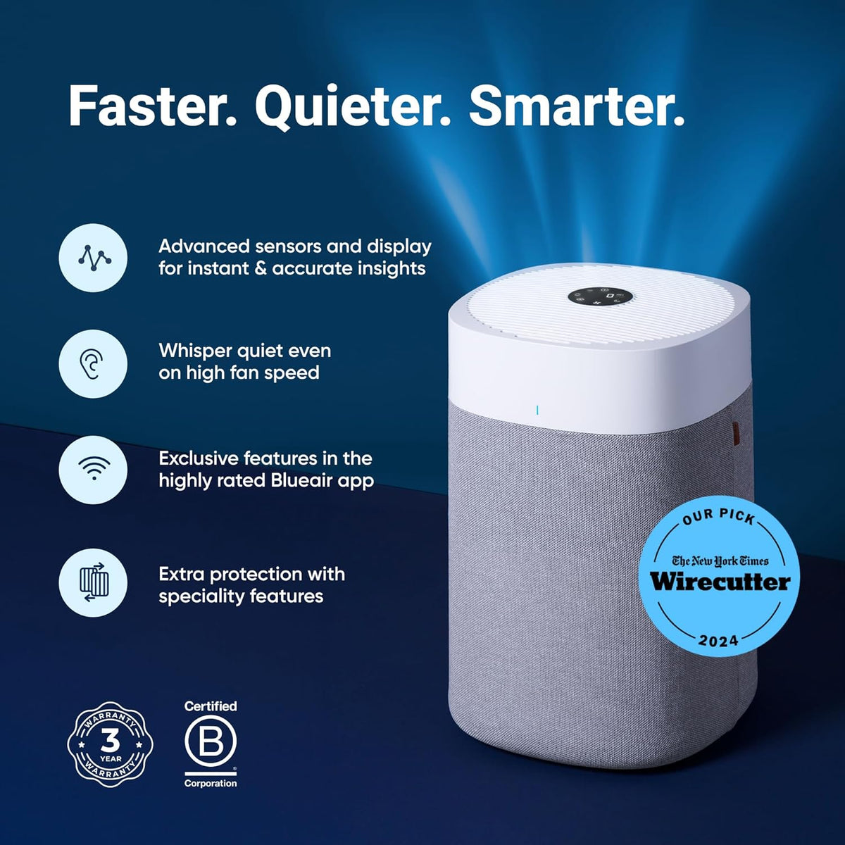 Blueair - Blue Pure 211i Max Air Purifier for Large Rooms up to 141 m² - Smart, Quiet, HEPASilent Technology, Removes Allergens, Pet Hair, Smoke