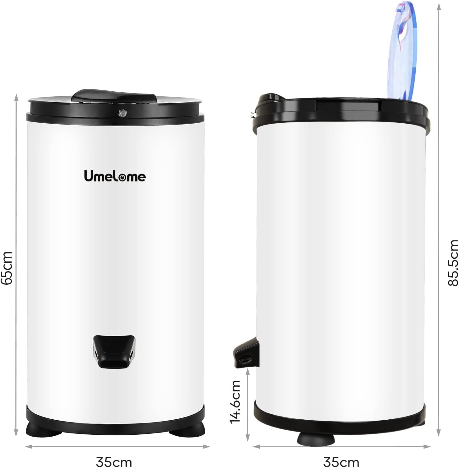Umelome Large Capacity Spin Dryer 6kg Rotary Dryer 2800rpm Spin Dryer Energy Saving White