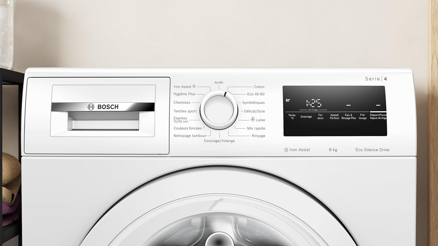 WAN24228FR, Series 4, Porthole washing machine, 8 kg, 1200 rpm, White -