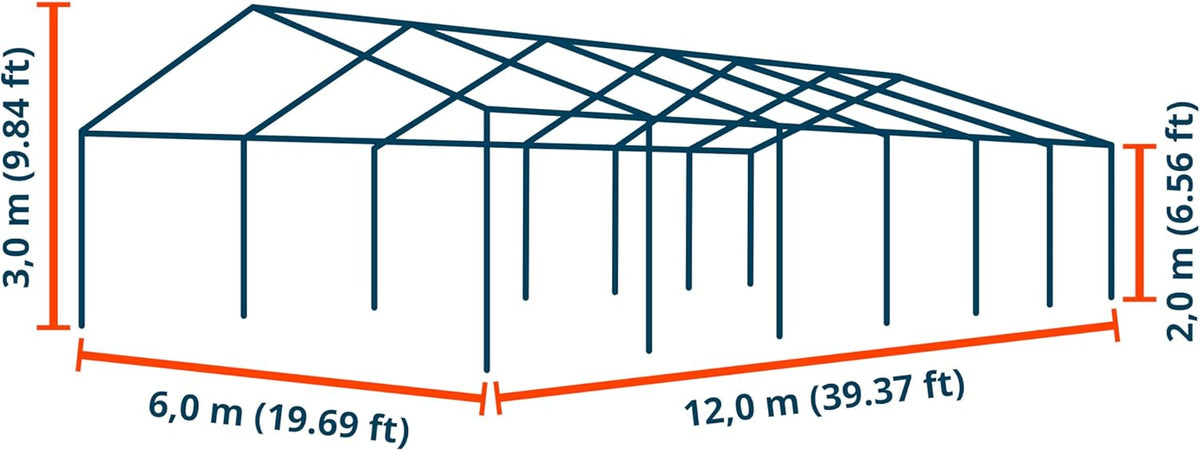 TOOLPORT Storage Tent 6x12 m waterproof PVC tarpaulin 700 N White
