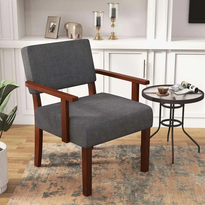 Modern Accent Chair Linen Armchair with Rubber Wood Frame, Mid Century Upholstered Reading Chair for - Product image 12