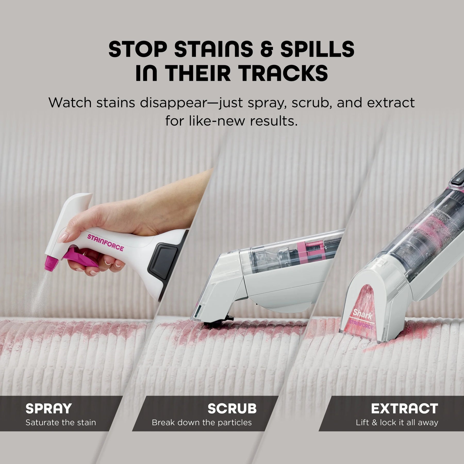 Shark Stainforce Cordless Portable Spot, Stain, & Odor Remover System for Carpets, Area Rugs, Upholstery - Product image 5