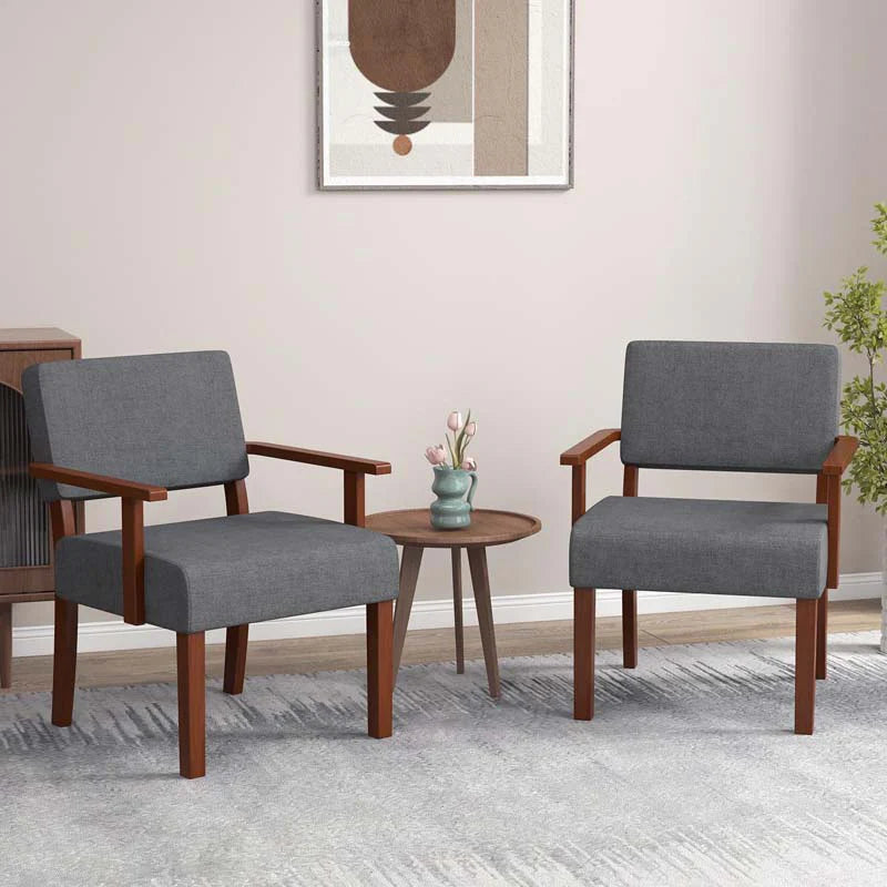 Modern Accent Chair Linen Armchair with Rubber Wood Frame, Mid Century Upholstered Reading Chair for - Product image 13