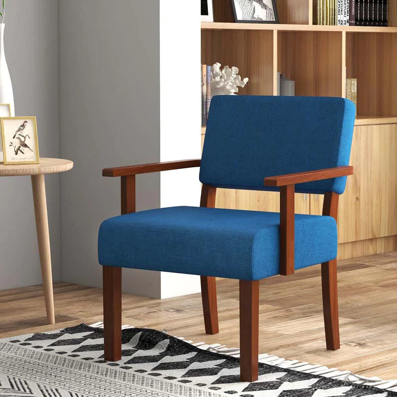 Modern Accent Chair Linen Armchair with Rubber Wood Frame, Mid Century Upholstered Reading Chair for Living - Product image 1