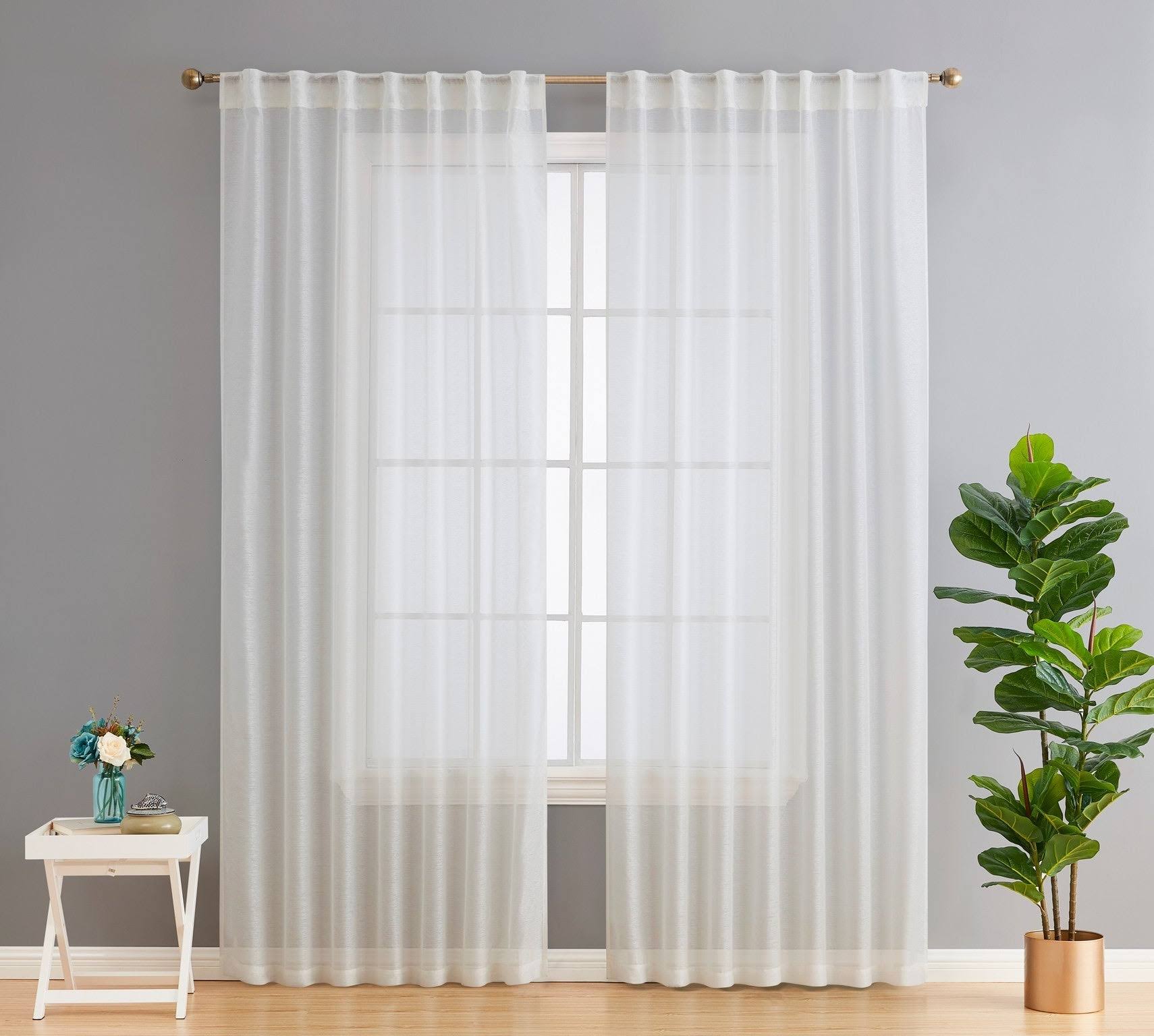 HLC.ME Lauren Semi Sheer Light Filtering Transparent Pocket Top & Back Tab Lightweight Window Curtains - Product image 1