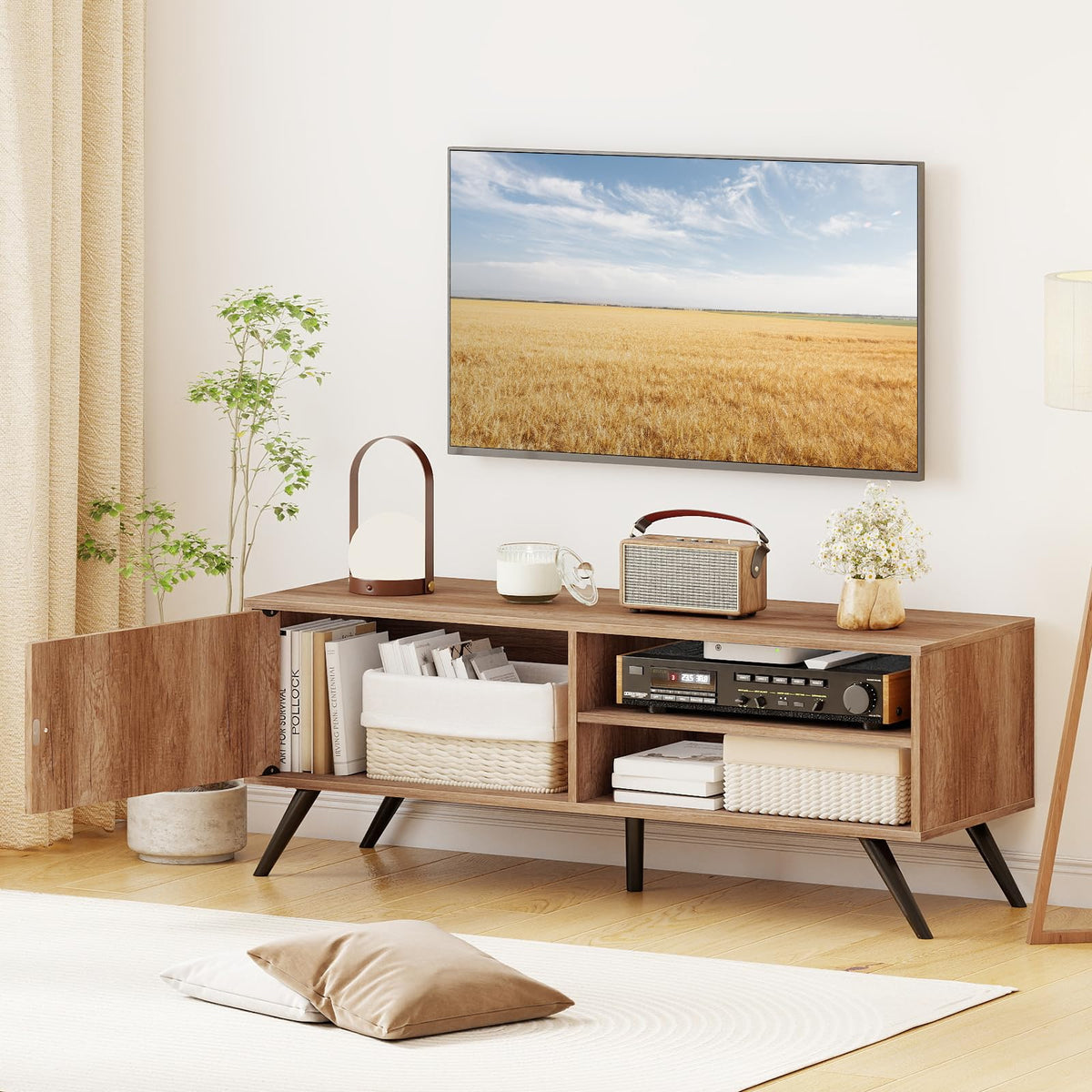 TV Stand for TVs up to 55 Inch Mid Century Modern Entertainment Center with Storage Cabinet - Product image 4