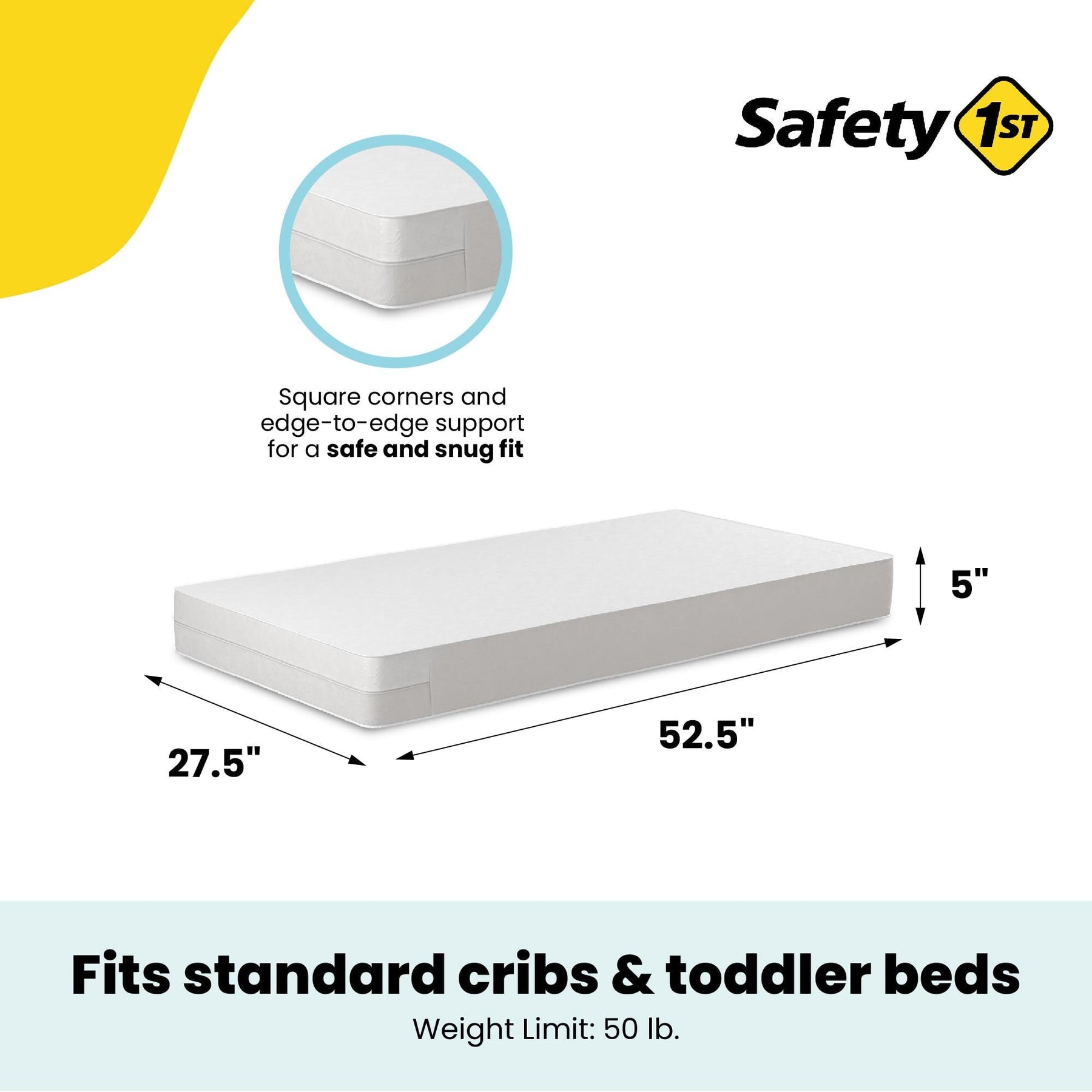 1st Sweet Dreams 5 Crib & Toddler Mattress with Waterproof Cover - Greenguard Gold Certified - Product image 3