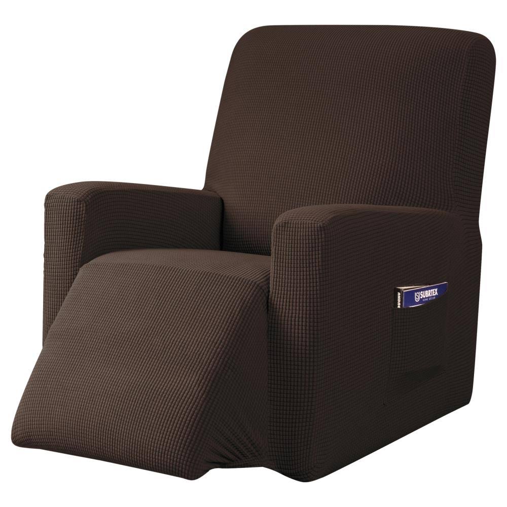 Subrtex Recliner Slipcover with Pockets Stretch Furniture Chair Cover, Chocolate, Size: 32, Brown