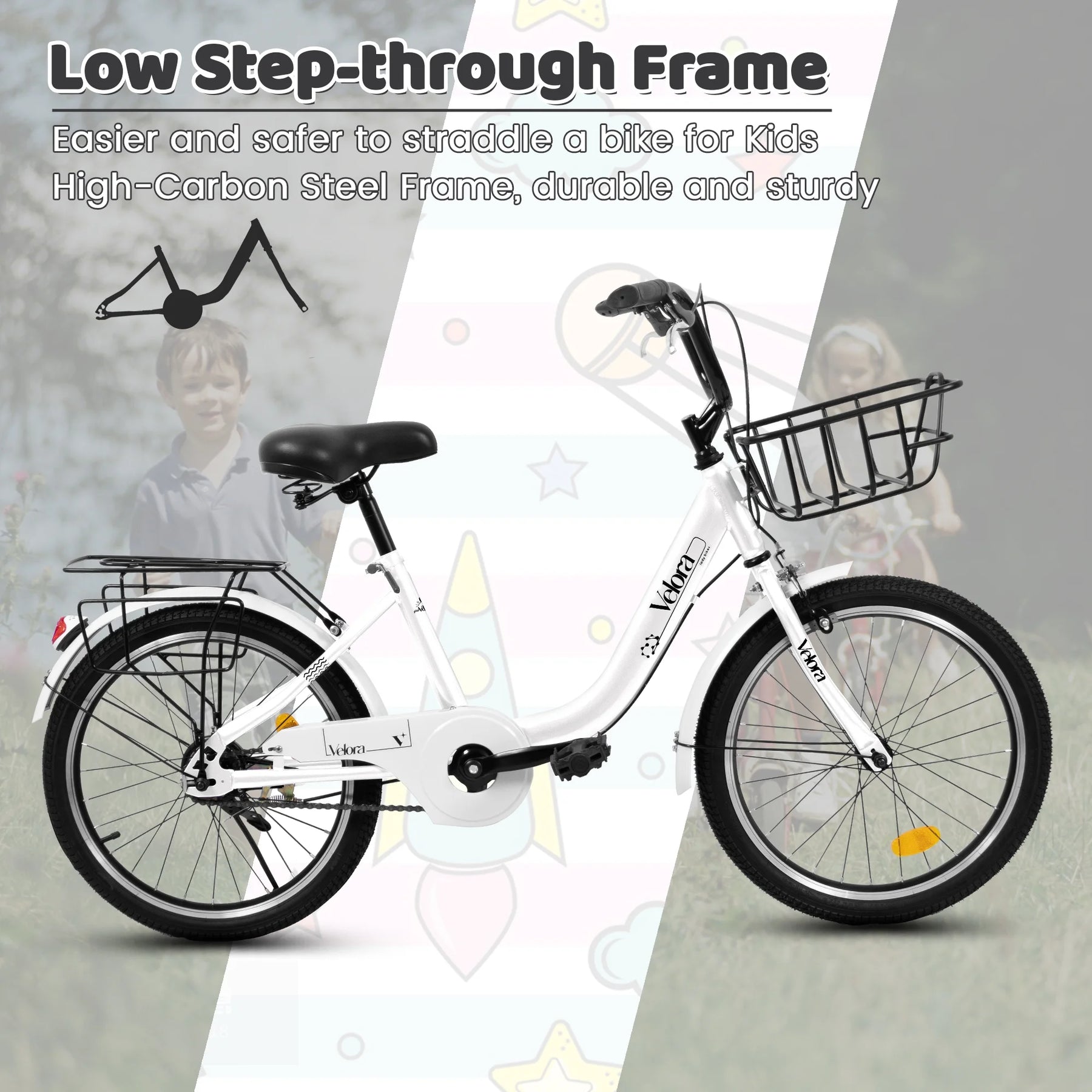 20 in Kids Bike for Boys Girls, 1 Speed Children Bicycle with Basket, Rear Seat, Chain Guard - Product image 33