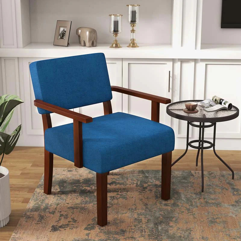 Modern Accent Chair Linen Armchair with Rubber Wood Frame, Mid Century Upholstered Reading Chair for Living - Product image 3