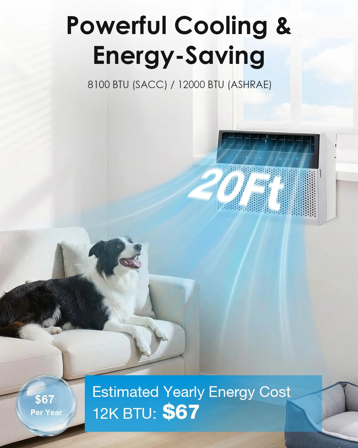AECOJOY 12000 BTU Window Air Conditioner, Energy-Saving Window AC Unit, Cools up to 350 Sq. Ft - Product image 6