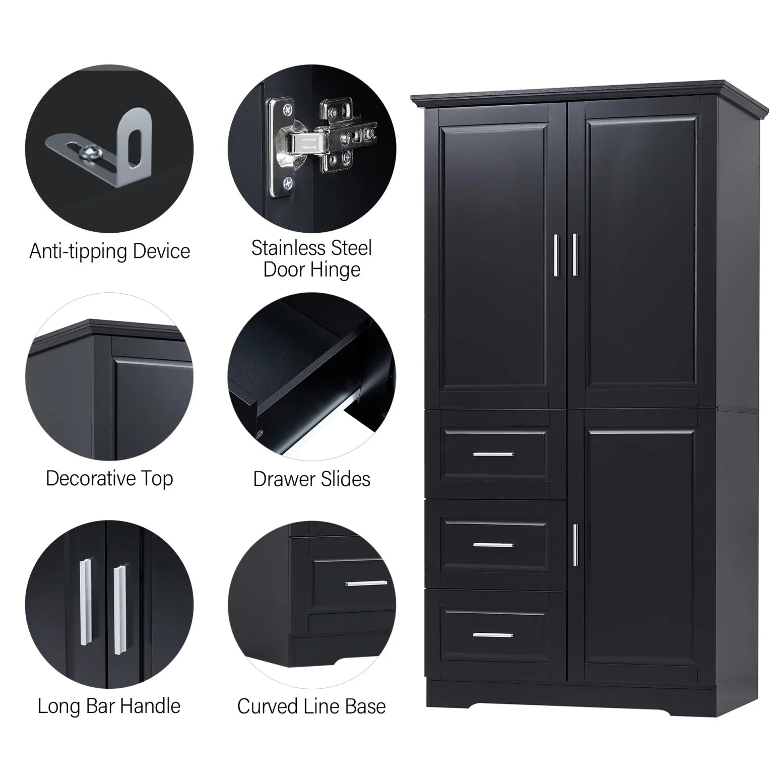 Bathroom Cabinet, 62.2" Tall Storage Cabinet with Doors and Shelves - Product image 13