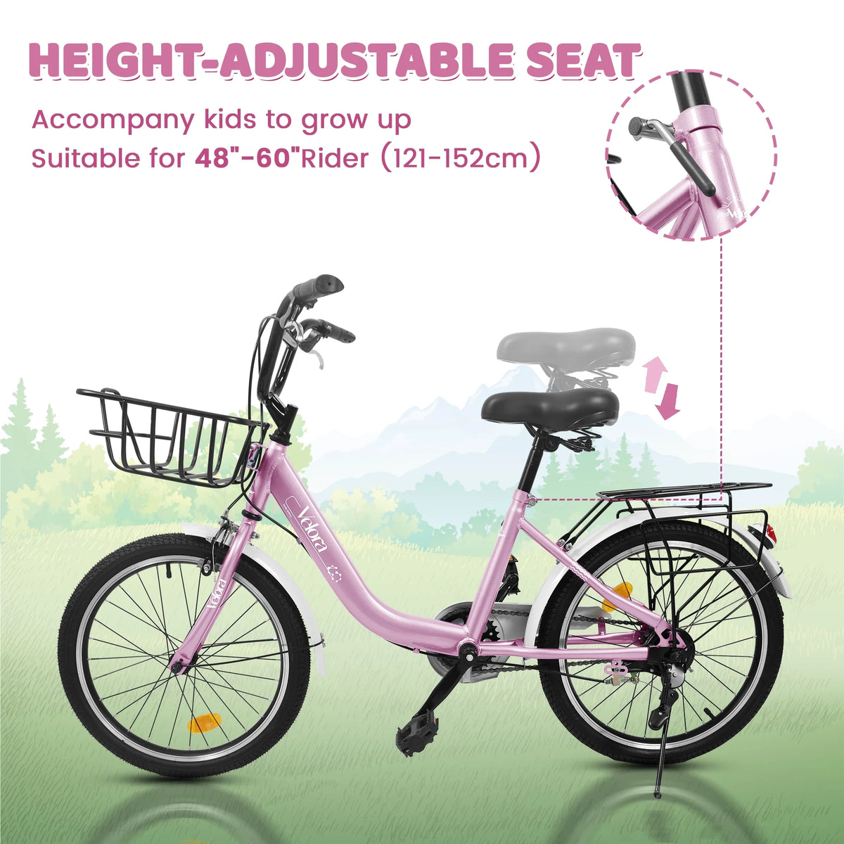 20 in Kids Bike for Boys Girls, 1 Speed Children Bicycle with Basket, Rear Seat, Chain Guard - Product image 16