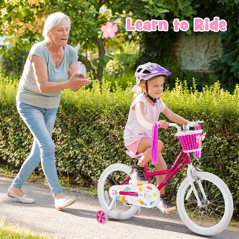 18" Kids Bike with Removable Training Wheels, Adjustable Seat, Steel Frame & Brake - Product image 2