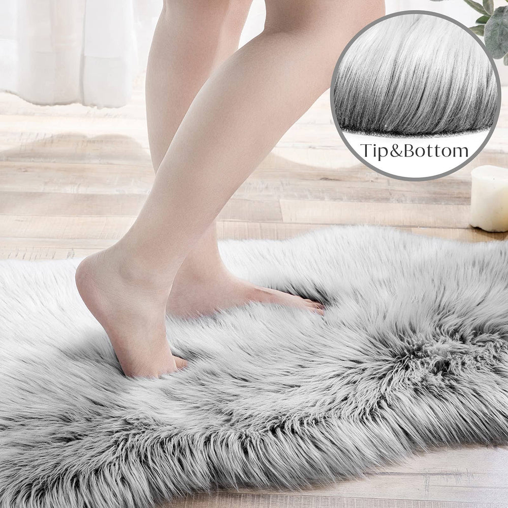 Ashler Home Deco Ashler Faux Fur Rug Fluffy Shaggy Area Rug Ultra Soft 2 x 3 Feet Sheepskin Fur Rug Frosted Bottom Black Fuzzy Rug Machine