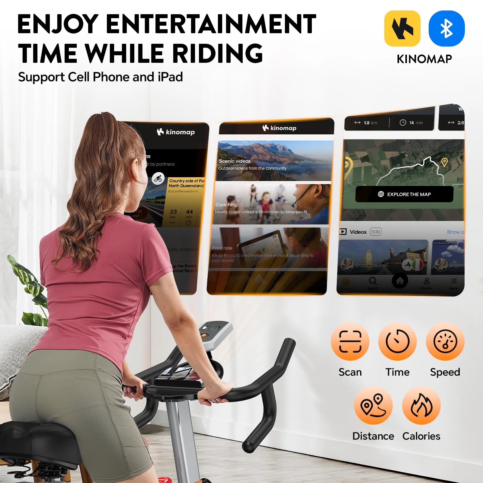 LNOW Commercial Built - in Bluetooth Fan Exercise Bike, Adjustable Air Resistance with Dual - Product image 20