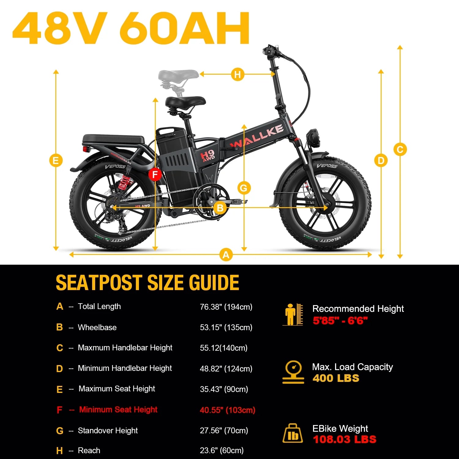 Wallke H9 AWD 3200W Dual Motor Electric Bike for Adult, 82ah 48V Dual Battery Long Range E - Bicycle, 31 - Product image 15