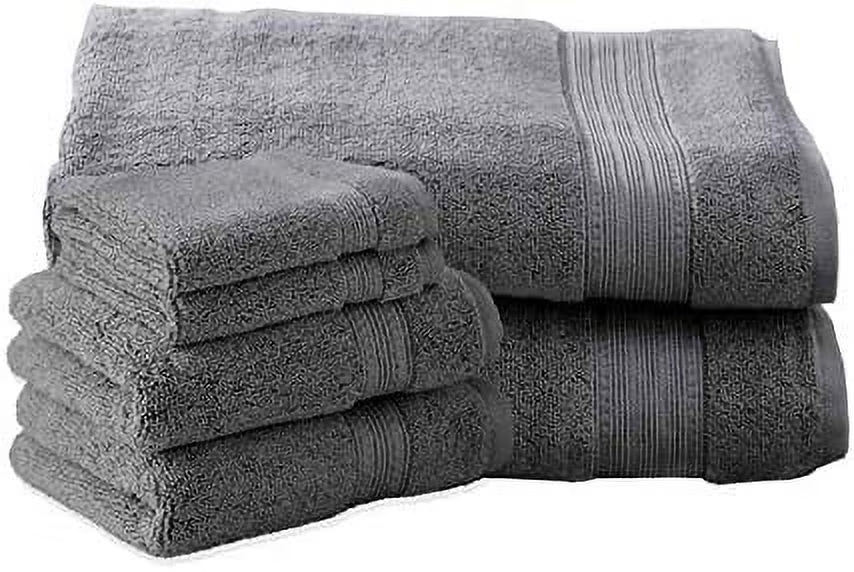 Charisma Luxury Bath Sheet, Hand Towel & Washcloth Set - 6 Pieces (Dark Grey) - Product image 1