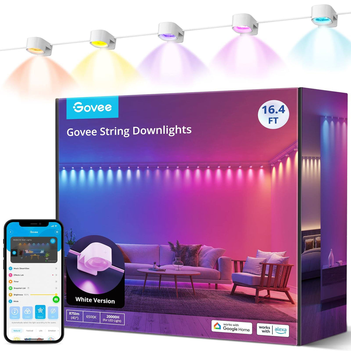 Govee RGBIC String Downlights, Smart LED String Lights Works with Alexa - Product image 1