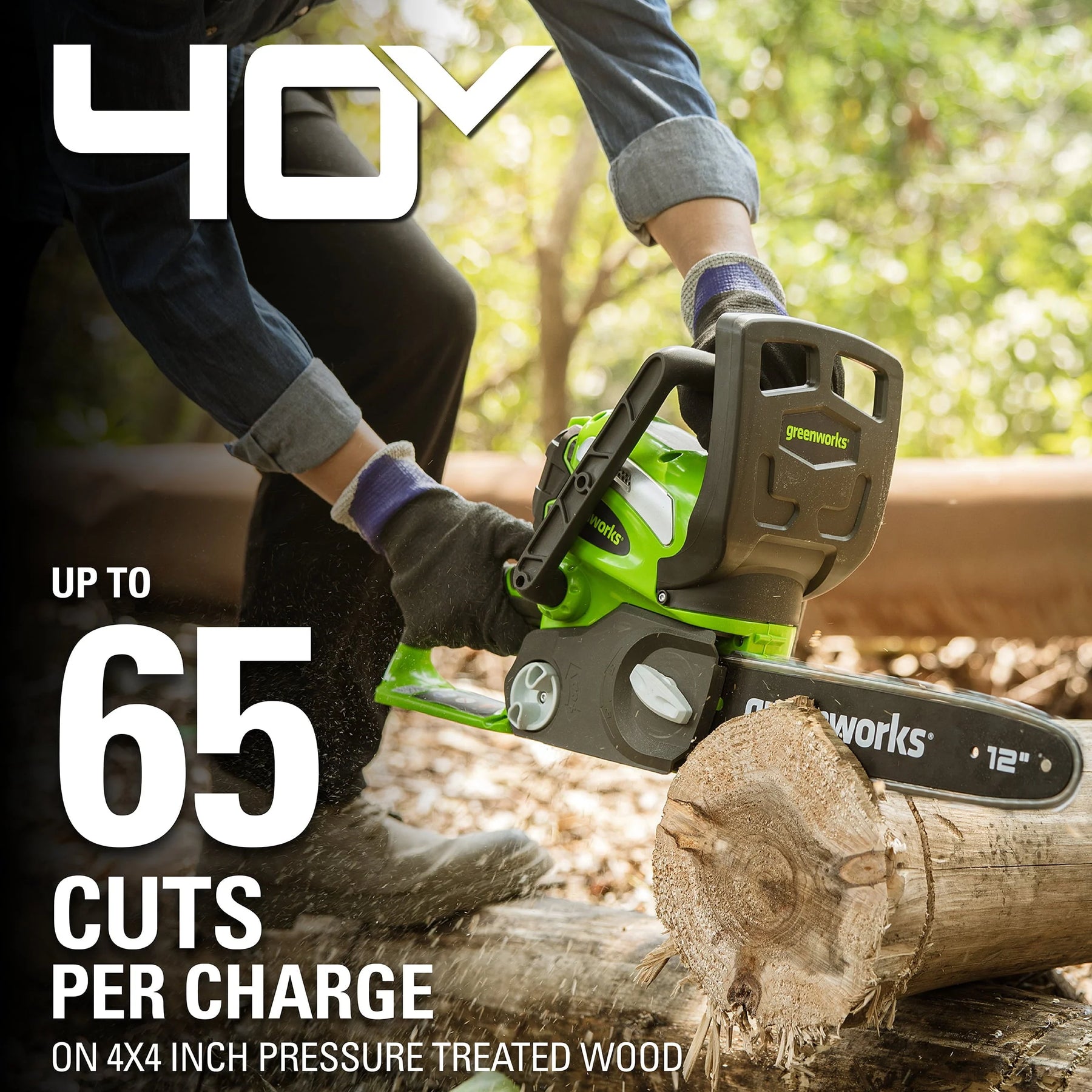 Greenworks 40V 12" Cordless Chainsaw with 2.0 Ah Battery & Charger, 20262 - Product image 5