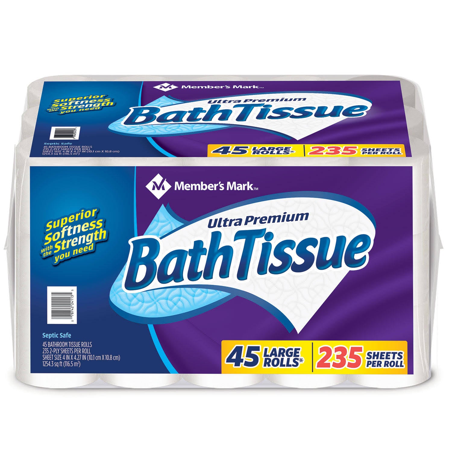 Member's Mark Ultra Premium Bath Tissue 2-Ply Large Roll 235 Sheets 45 Rolls - Product image 1