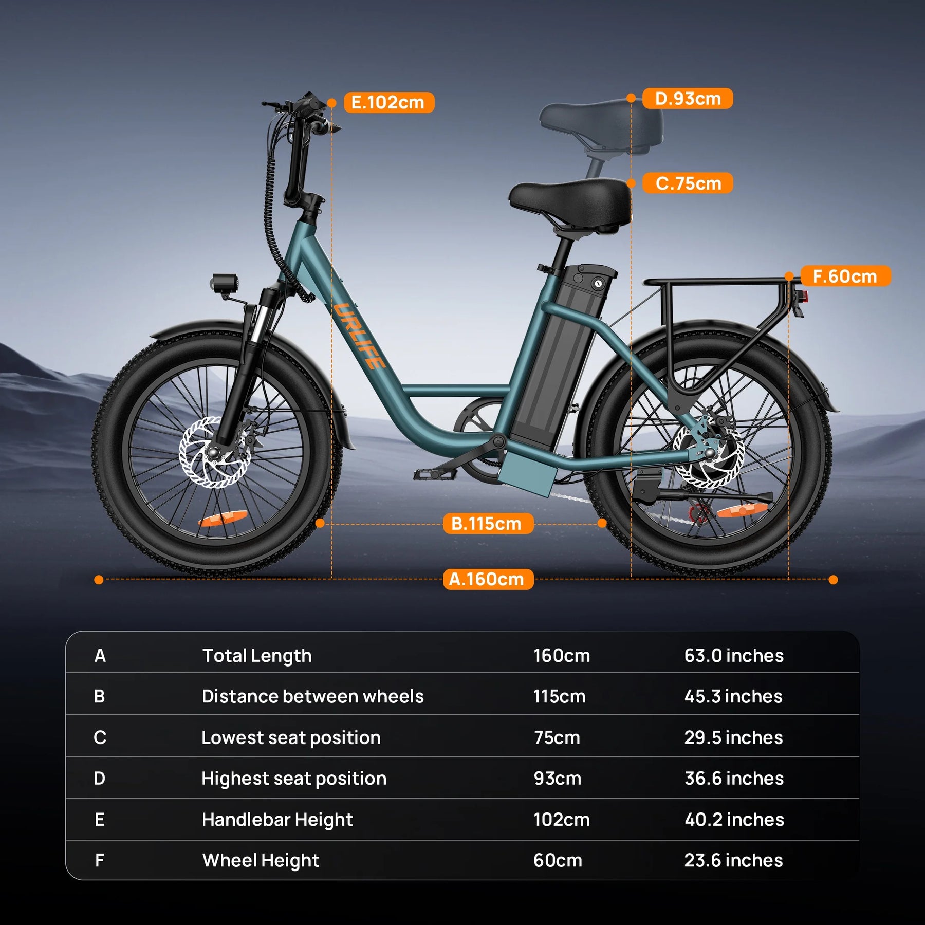 URLIFE 20" Electric Bike for Adults, 750W Peak Motor, 48V 13AH Remobavle Battery, 7 - Product image 7