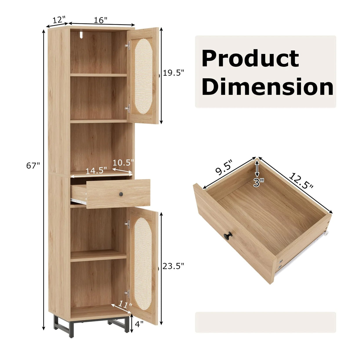 Tangkula Tall Bathroom Storage Cabinet - Product image 3