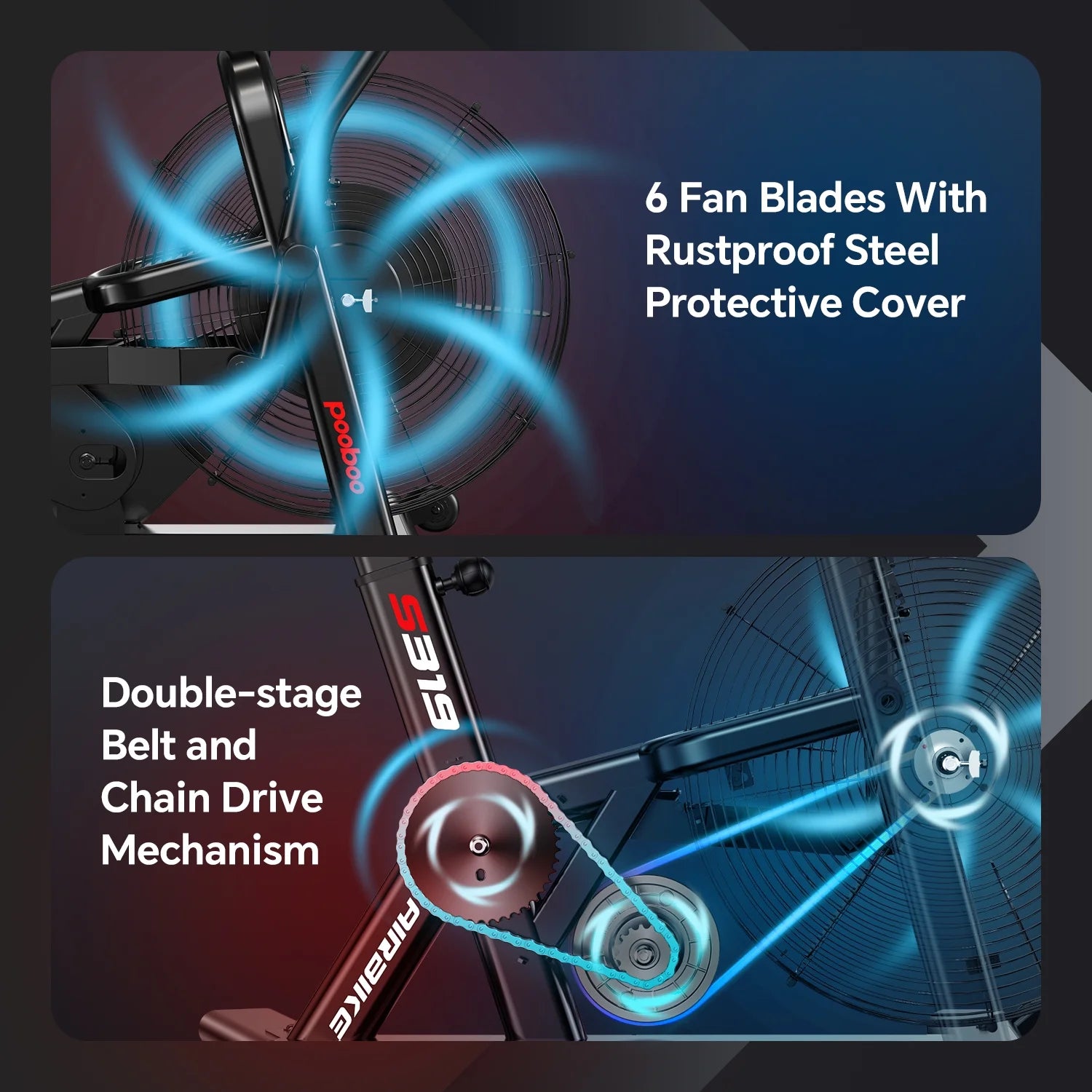 LNOW Commercial Built - in Bluetooth Fan Exercise Bike, Adjustable Air Resistance with Dual - Product image 2