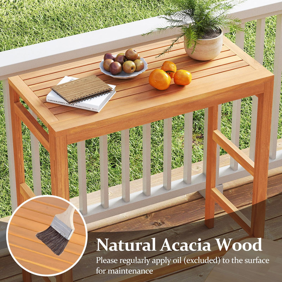 Tangkula Patio Rectangle Counter Height Pub Table with Slatted Tabletop - Product image 7