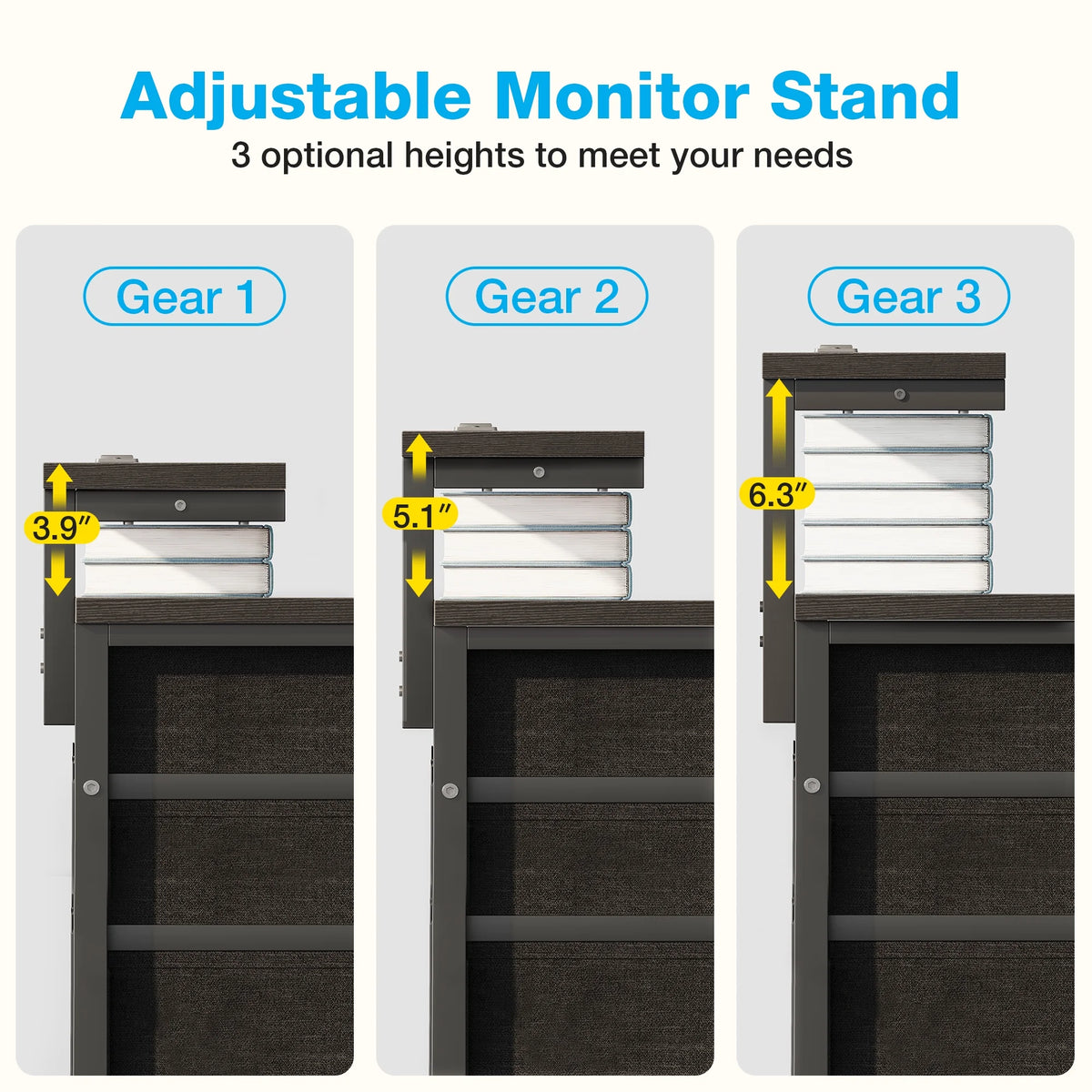 40 in Computer Desk with Power Outlets & LED Lights, Home Office Desk with 3 Drawers & Adjustable Monitor - Product image 16