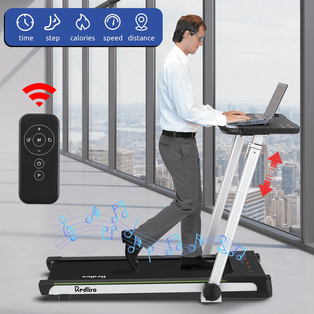 Redliro Folding Treadmills with Desk Adjustable Height 265 lb 2.25HP Walking Machine for Home Office - Product image 6